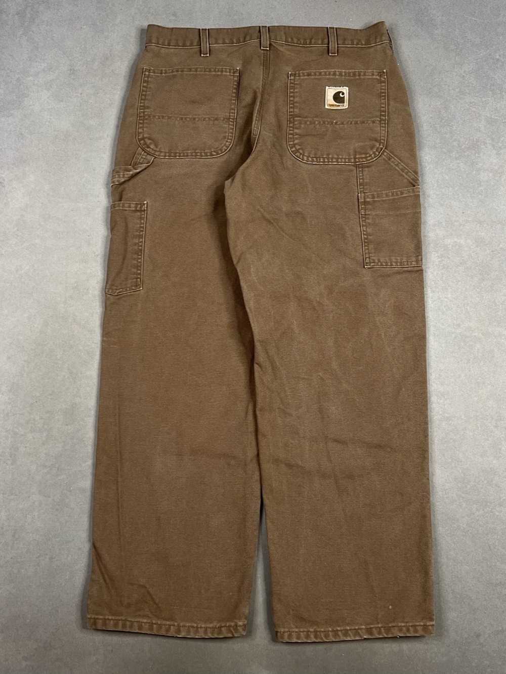 Carhartt B11 Washed Duck Work Dungaree / Carpenter Pants Brown Waist 34 x 30